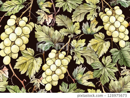 Seamless vector pattern with ripe grape 128975673
