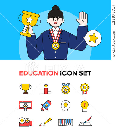 Character situation illustration icon set Character situation illustration icon set 128975717
