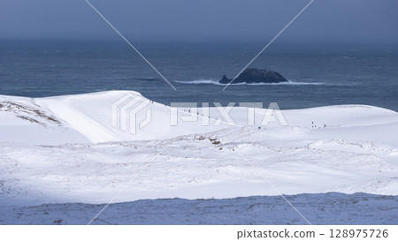 鳥取沙丘的雪景 128975726