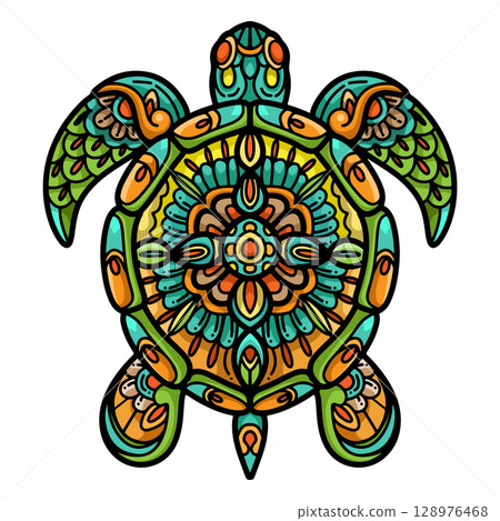 Turtle mandala arts isolated on white background 128976468
