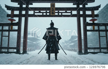 雪中的武士 128976796