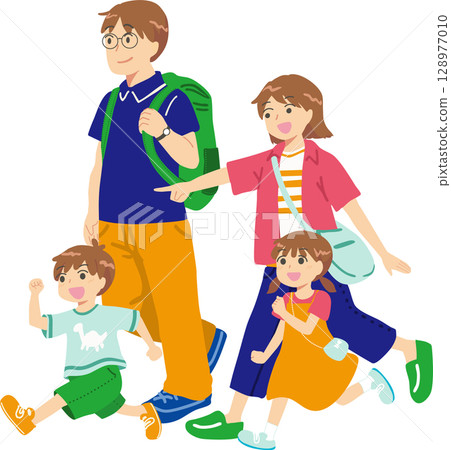 Illustration of a family going out Illustration of a family going out 128977010