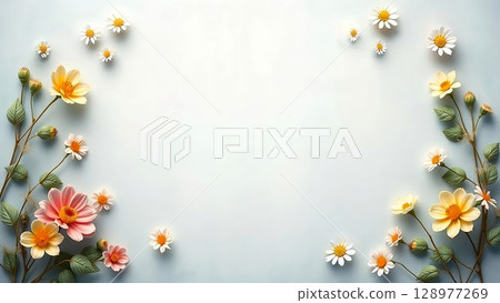 簡單的花背景框架材料 128977269