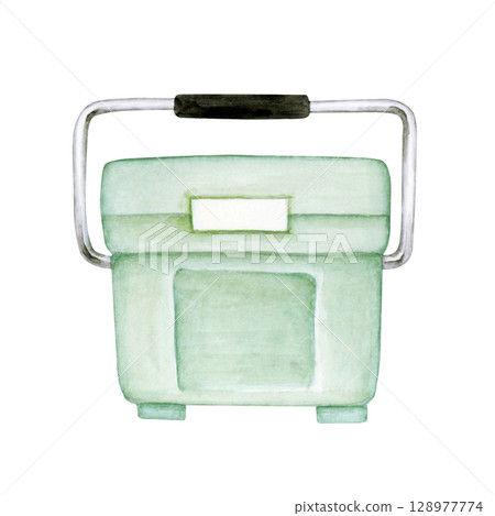 Sea fishing Fishing Cooler box Watercolor illustration 128977774
