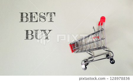 A shopping cart with the word Best Buy written on it 128978836