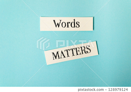 Words and matters are written on a blue background Words and matters are written on a blue background 128979124