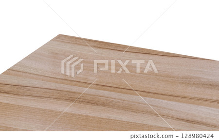 View of wood or wooden table natural wood Isolated on white background. View of wood or wooden table natural wood Isolated on white background. 128980424