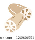 A simple illustration of two lotus roots lined up 128980551
