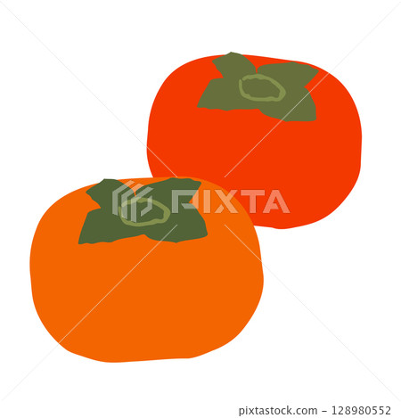 兩個柿子的簡單可愛的插圖 128980552