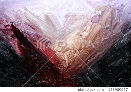Abstract Brushstroke Painting With Bold Red and Black Color Contrasts. 128980657