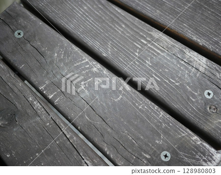 The charm of wood decks - The fun of tile shadows - Copy space 128980803
