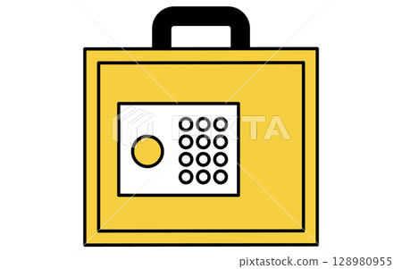Simple line icon of a portable safe (keypad lock) 128980955