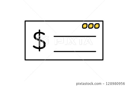 Simple line icon of signing a checkbook 128980956