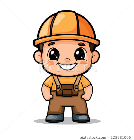construction worker cute childish isolated vector illustration construction worker cute childish isolated vector illustration 128981006