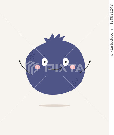 Cute Bilberry with Face and Hands. Funny Berry Cartoon Character Cute Bilberry with Face and Hands. Funny Berry Cartoon Character 128981248
