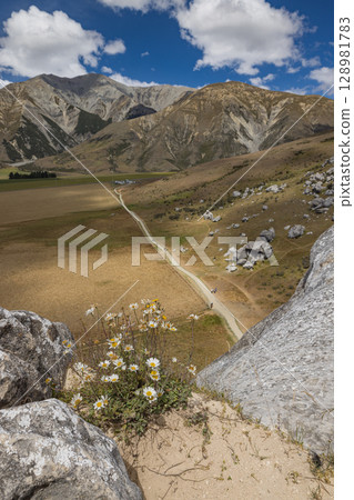 紐西蘭坎特伯雷城堡山/從庫拉塔維提山高聳的懸崖頂上俯瞰 128981783