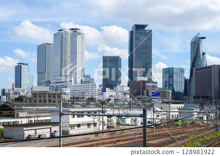 Skyscrapers around JR Nagoya Station (from Sasashima Live Station) 128981922