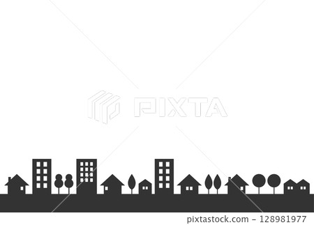 簡單的城市景觀和建築輪廓向量 128981977