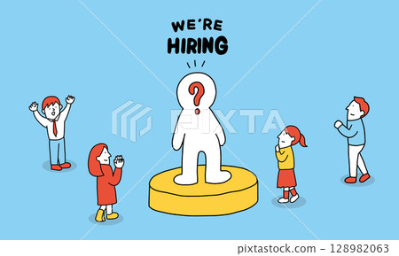 Recruiting new employees Illustration of a business team conducting recruitment activities 128982063