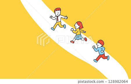 師生一起奔跑 — 領導插圖 師生一起奔跑 — 領導插圖 128982064