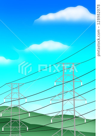 電源線和天空 128982078