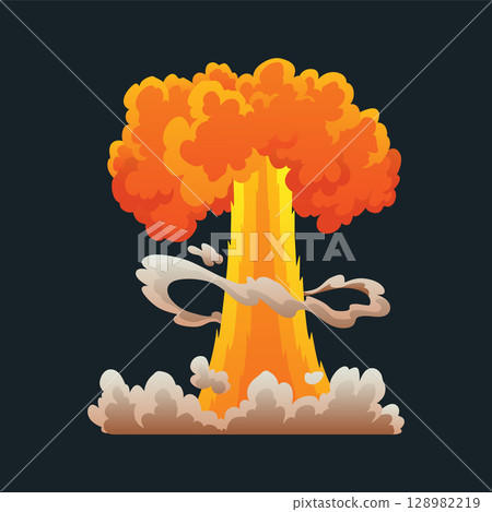 Explosion animation. Animation for game of the explosion effect. Cartoon animation for game. Exploding effect. Hand drawn vector illustration 128982219