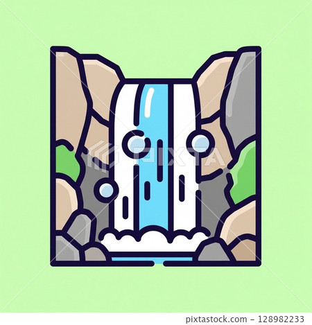 Gifu's scenic spot! "Yoro Falls" Majestic natural illustration material Tourist map Illustration map material 128982233