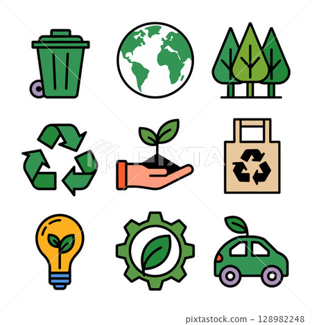 Eco Friendly Icons for Sustainability Awareness 128982248