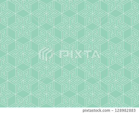 The geometric pattern with lines. Seamless vector background. White and green texture. Graphic modern pattern. Simple lattice graphic design 128982883