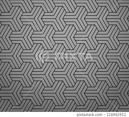 Abstract geometric pattern with stripes, lines. Seamless vector background. Gray and black ornament. Simple lattice graphic design 128982912