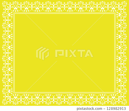 Decorative frame Elegant vector element for design in Eastern style, place for text. Floral yellow and white border. Lace illustration for invitations and greeting cards Decorative frame Elegant vector element for design in Eastern style, place for text. Floral yellow and white border. Lace illustration for invitations and greeting cards 128982913