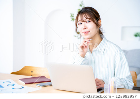 Young woman during telework 128982957