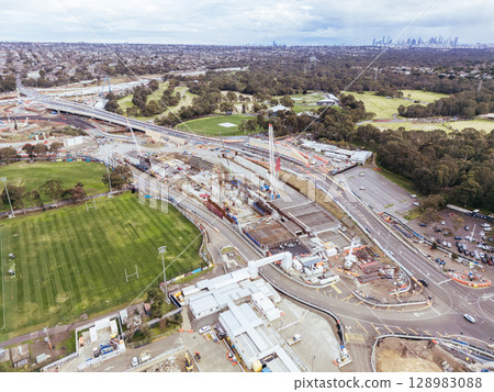 North East Link Under Construction in Melbourne Australia 128983088