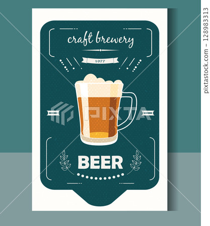 Poster in flat retro style with beer mug Poster in flat retro style with beer mug 128983313