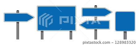 set of blank blue traffic signs isolated vector illustration set of blank blue traffic signs isolated vector illustration 128983320