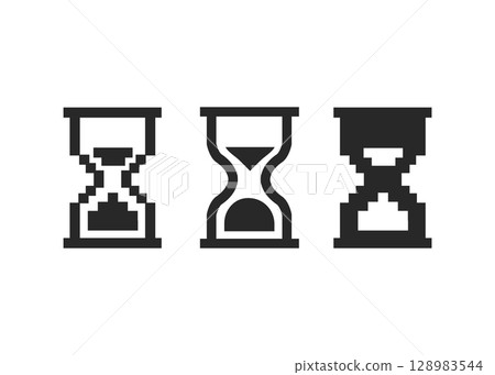 Hourglass Pixelated icons on white background stock illustration Hourglass Pixelated icons on white background stock illustration 128983544