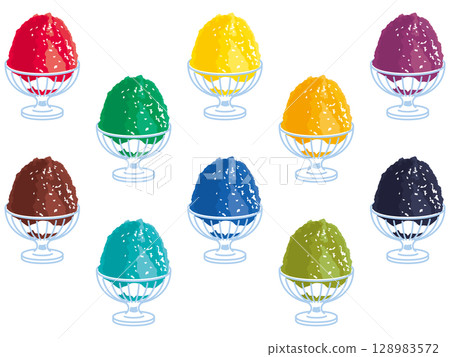 碗中盛裝的刨冰插圖 碗中盛裝的刨冰插圖 128983572