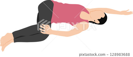 Illustration of a woman doing yoga (stretching) Illustration of a woman doing yoga (stretching) 128983688