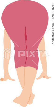 Illustration of a woman doing yoga (stretching) Illustration of a woman doing yoga (stretching) 128983690