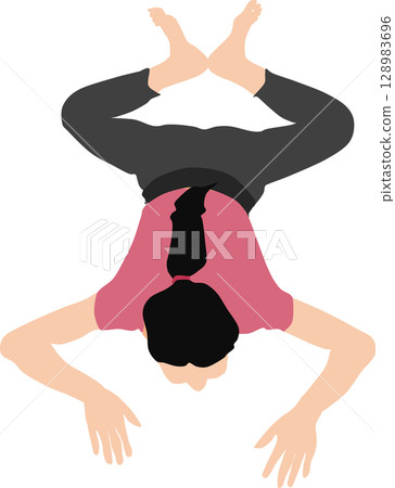 Illustration of a woman doing yoga (stretching) Illustration of a woman doing yoga (stretching) 128983696
