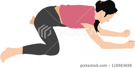 Illustration of a woman doing yoga (stretching) Illustration of a woman doing yoga (stretching) 128983698