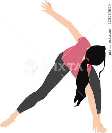 一位女士做瑜珈（伸展運動）的插圖 128983699