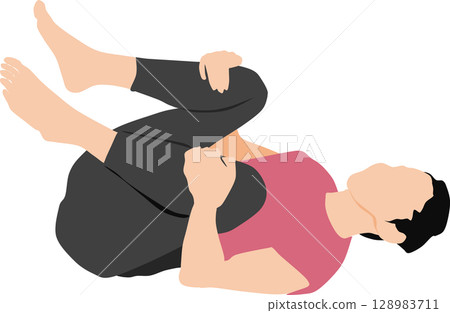 一位女士做瑜珈（伸展運動）的插圖 128983711