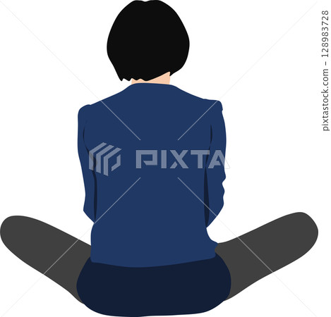 一位盤腿而坐的女商人的插圖 128983728