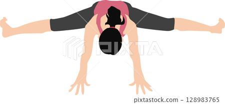 Illustration of a woman doing yoga (stretching) 128983765