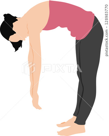 Illustration of a woman doing yoga (stretching) Illustration of a woman doing yoga (stretching) 128983770