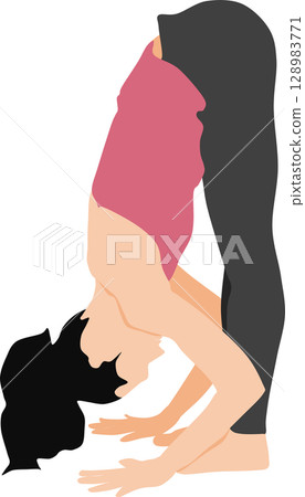 Illustration of a woman doing yoga (stretching) Illustration of a woman doing yoga (stretching) 128983771