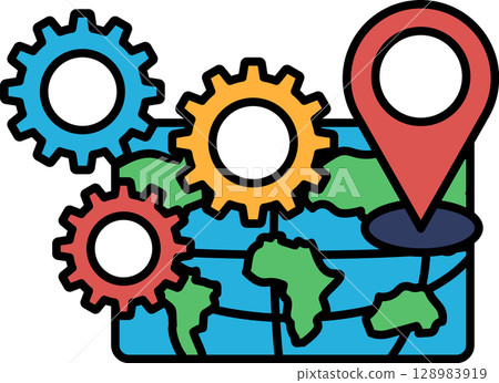 A map of the world with a red dot on it A map of the world with a red dot on it 128983919