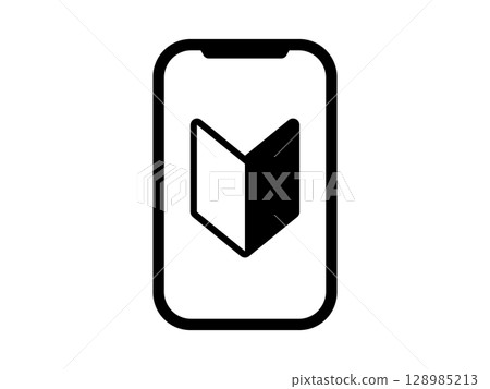 智慧型手機和初學者標記圖示單調 128985213
