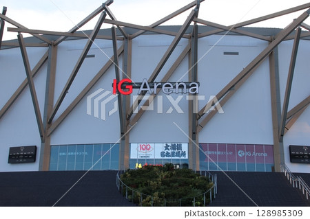 IG Arena in the evening during the Grand Sumo Tournament IG Arena in the evening during the Grand Sumo Tournament 128985309